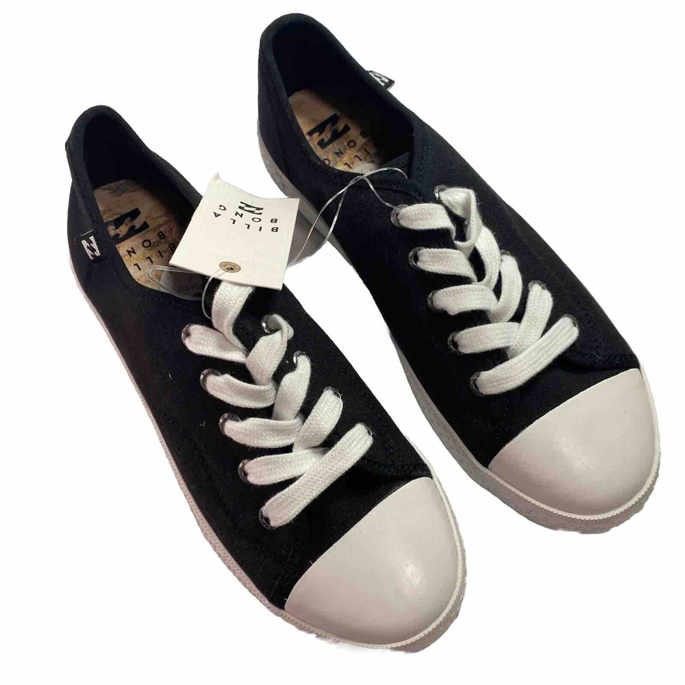 Billabong Women's Indie Black Sneakers 8 Lace Up Skater Surfer Classic Beach New